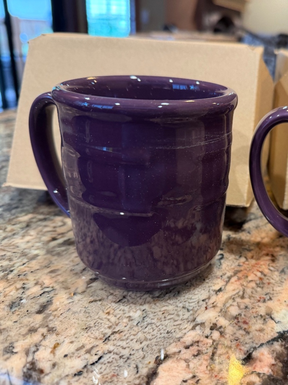 2 - Longaberger Eggplant Purple Mugs new in Box